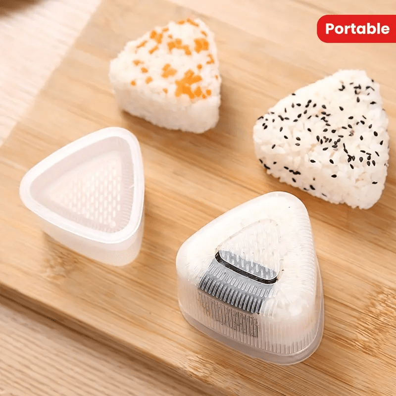 Bento Box - 3個入り寿司型、三角形の寿司型、ユニークなおにぎり型、食品グレードの米団子型、持ち運び可能な屋外用寿司弁当箱