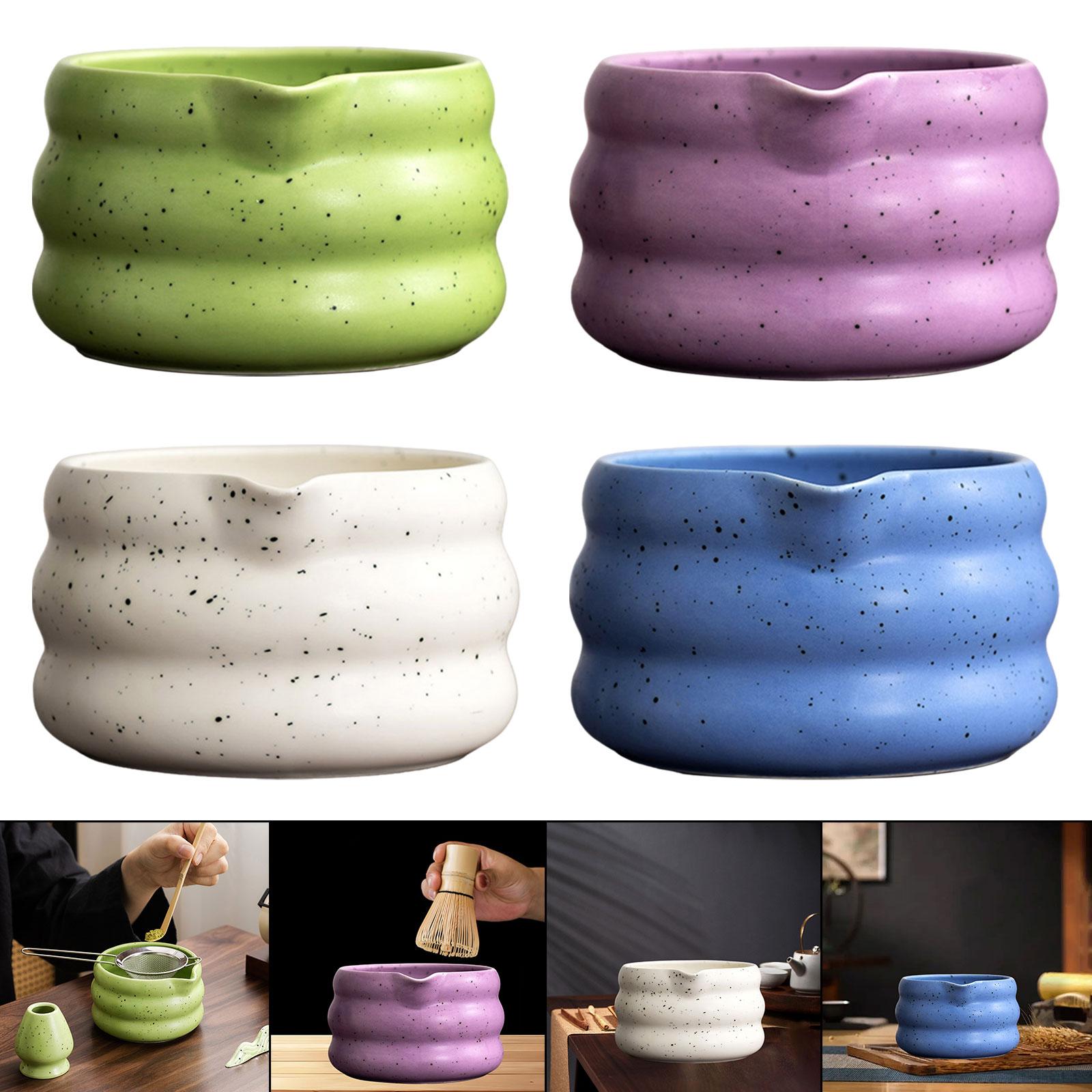 Japanese Pottery - 日本の抹茶茶碗 陶器の茶碗 注ぎ口付きでお手入れ簡単 茶道具 伝統的な抹茶の儀式用 キッチンや家庭用