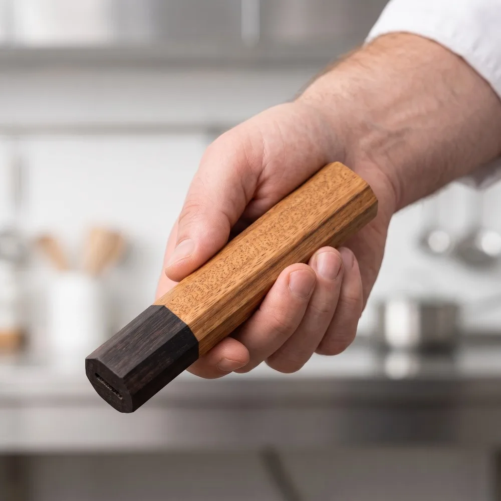 無垢材を使用した八角形の木製ハンドル（未加工）、研磨済みの木 - Japanese Knife のレビューと価格