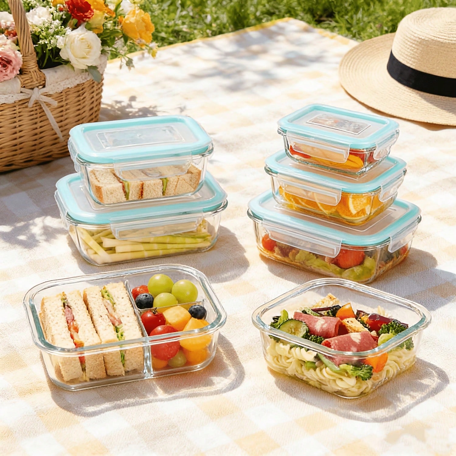 密閉式のガラス製食品保存容器20個入り（蓋8個＋容器8個＋ク - Bento Box のレビューと価格