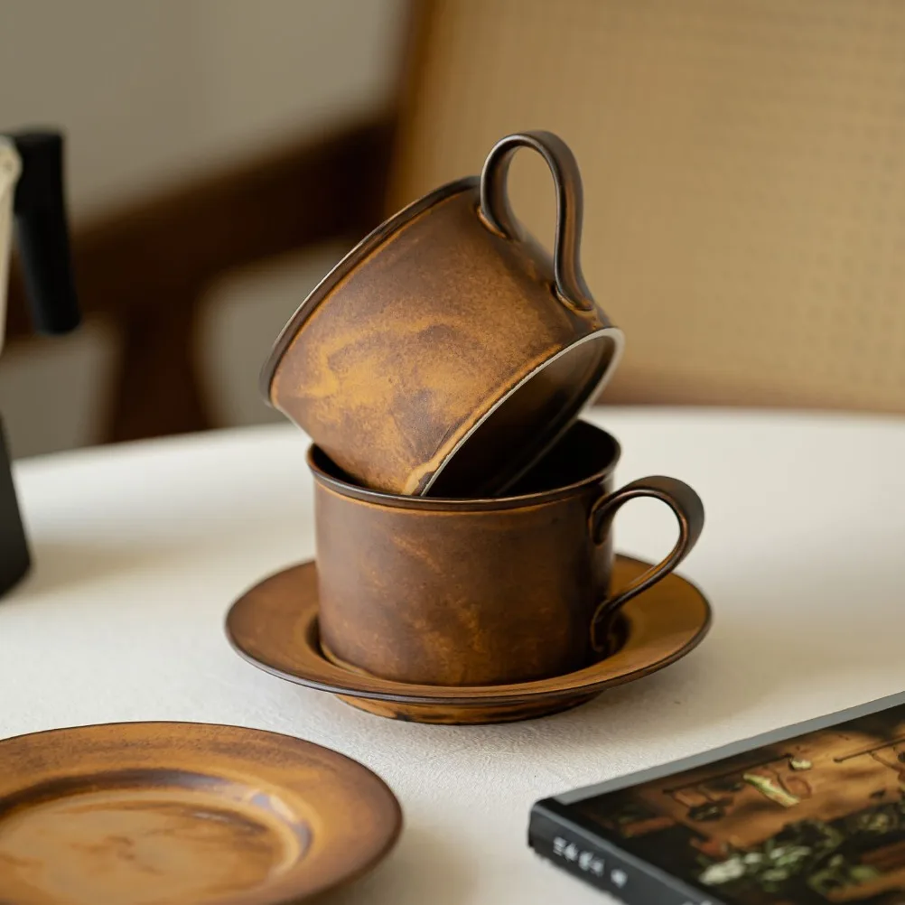 日本のレトロなコーヒーカップと皿のセット。大容量250ml。 - Japanese Pottery のレビューと価格