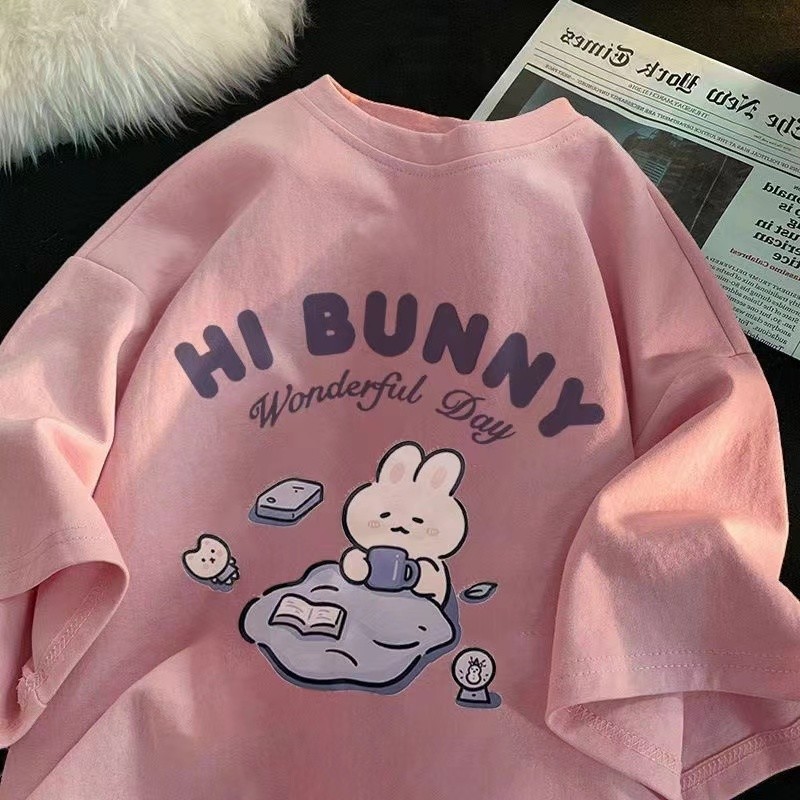 夏日本のかわいいお茶を飲むウサギプリント半袖Tシャツレディー - Japanese Tea のレビューと価格
