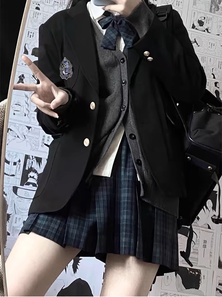 秋冬茶色の女性用学生服セット プリーツスカートとスーツジャケ - Japanese Tea のレビューと価格