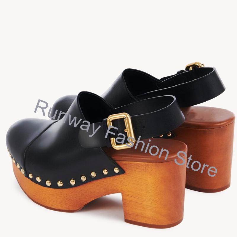 チャンキーな木製ウェッジミュール クロッグ サンダル プラッ - Geta Wooden Sandal のレビューと価格