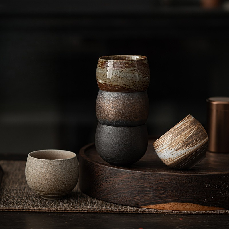 カンフー茶器セット、日本の石器製茶碗、古風なデザインの茶碗、 - Japanese Pottery のレビューと価格